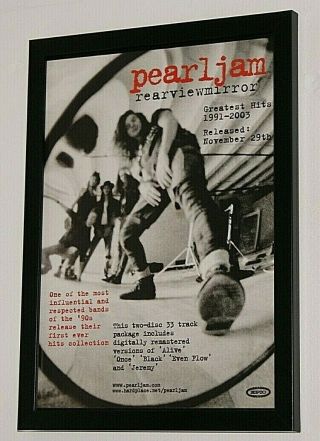 Pearl Jam Framed A4 2004 `greatest Hits 91 - 03 ` Band Promo Art Poster