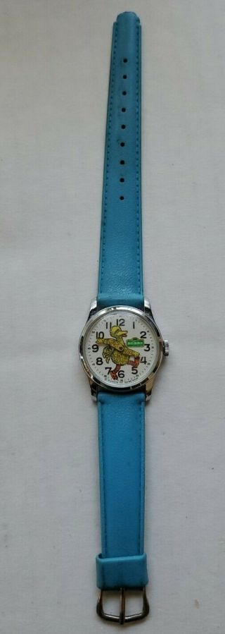 Vintage Big Bird Sesame Street Watch Muppets Bradley Time Blue Band