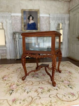 Artisan Miniature Vintage Dollhouse Early Bespaq Glass Velvet Display Cabinet