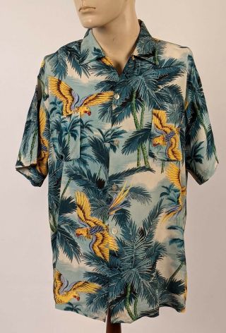 Vintage 1940’s Parrot Print Rayon Shirt By Aloha - As Found