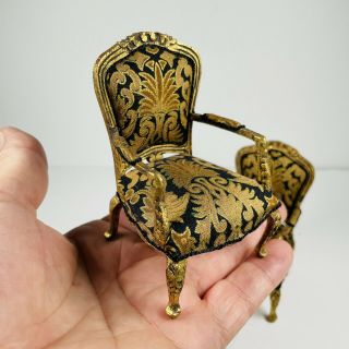 Upholstered Dollhouse Miniature Side Chairs 1/12 Scale 2