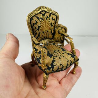 Upholstered Dollhouse Miniature Side Chairs 1/12 Scale 3