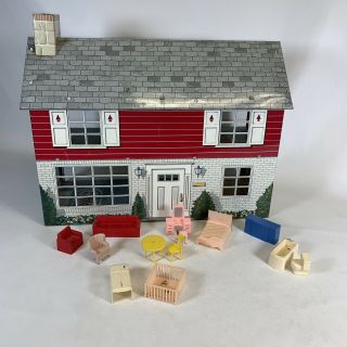 Vintage Marx Toys Tin Metal Litho Dollhouse 50 
