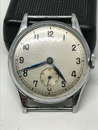 Military Style Vintage Hand Winding Men Wrist Watch Swiss Made 32mm Wmw04