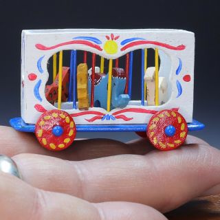Doll Toy Circus Wagon And Animals For Dollhouse By P.  Paul - Miniature 1:12 Scale