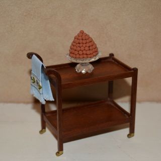 Dollhouse Miniature Tea Cart 1:12 W/ Dessert Tray
