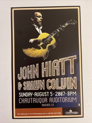 John Hiatt Shawn Colvin Boulder 2007 Concert Poster 11x17 Live Show