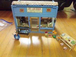 Vintage Handmade Wood Doll Size General Store Dollhouse With Tons Of Accessories
