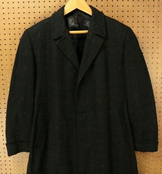 Vtg 50s 60s Usa Made Kuppenheimer Tigertwist Wool Over Coat 48 " Chest / M - L