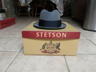 Vintage Royal Stetson Gray Fedora Hat Size 7 1/2 With Box