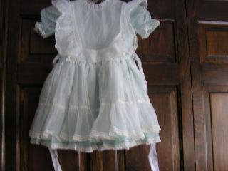 Vintage Winnie The Pooh Girl Blue Party Dress W/white Pinafore Ruffles Lace Sz4