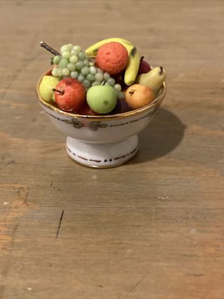 Vintage Jo Parker Porcelain Fruit Bowl Artisan Dollhouse Miniature 1:12