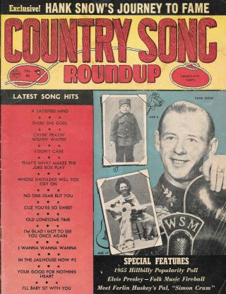 Country Song Roundup - Sept.  1955 - Hank Snow Cover - Young Elvis Presley
