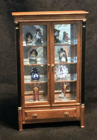 Vintage Bespaq Dollhouse Miniature Glass Cabinet China Hutch 1:12 Goebel Hummel