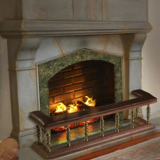 Padded Leather Fireplace Fender - Brooke Tucker - Dollhouse Miniature 1:12 Scale