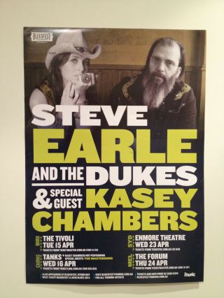Steve Earle & The Dukes,  Kasey Chambers 2014 Australian Tour Poster A2