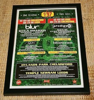 V97 Framed A4 1997 V Festival Ash Blur Kula Prodigy Promo Art Poster