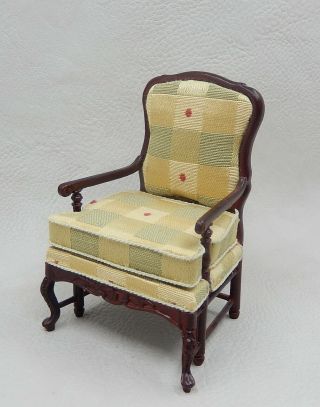 Vintage Bespaq Amise French Upholstered Arm Chair Dollhouse Miniature 1:12