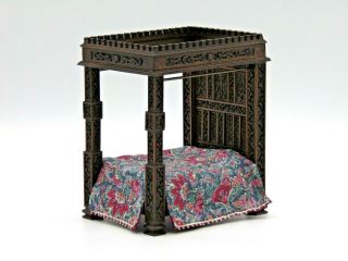 Vintage Dolls House Four - Poster Bed,  Handmade With Duvet And Mattress (ap127r)
