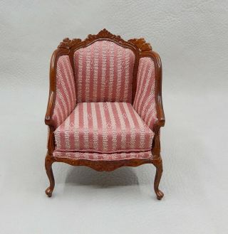 Vintage Bespaq Antique Victorian Silk Arm Chair Dollhouse Miniature 1:12
