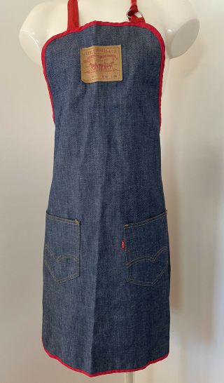 Vintage 70s80s Levis 501 Denim Apron Made In Usa Vtg Jeans Red Trim Now Designs