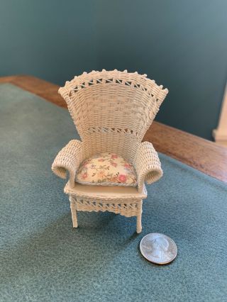 Vintage Dollhouse Miniature Sally Phelps Wicker Arm Chair 1:12 Artisan
