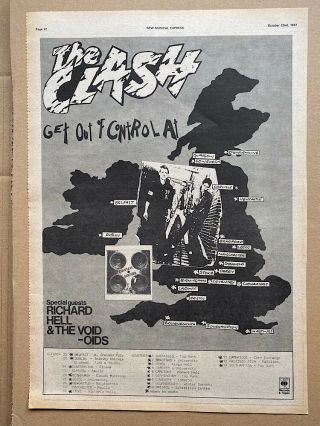 Clash Get Out Of Control Tour Poster Sized Punk Music Press Advert From