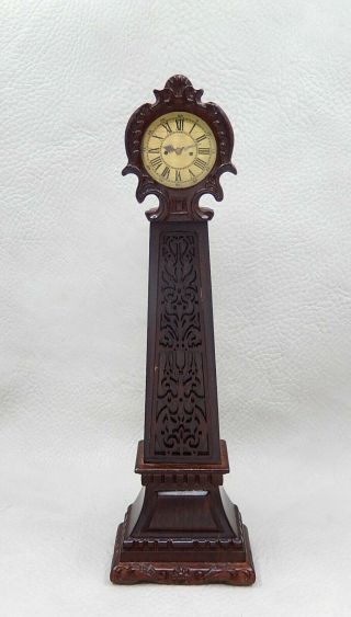 Vintage Mahogany Victorian Coronation Clock Dollhouse Miniature 1:12