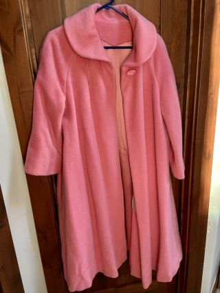 60’s Vintage Monte Carlo Betty Rose Pink Wool Coat Size 16? Retro Halloween