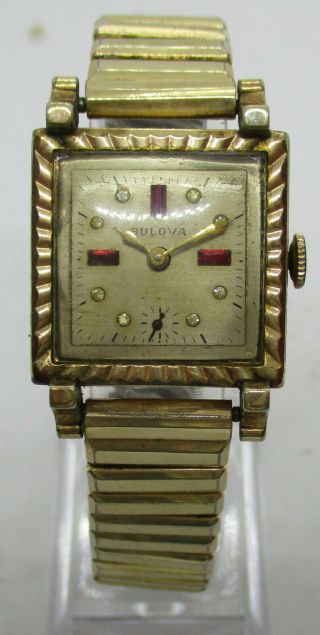 Vintage Bulova 15 Jewel Model 10bc Wristwatch Runs Well