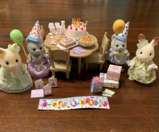 Calico Critters Sylvanian Families Birthday Party Girl Cake W Presents