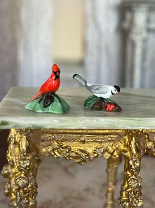 Artisan Miniature Vintage Dollhouse Porcelain Carol Pongracic 2 Bird Figurines