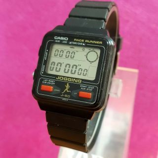 Vintage Casio Pace Runner Jogging Lcd Watch 80 