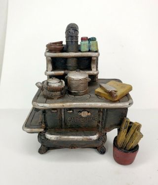 1920s Antique Style Cast Iron Look Stove 1:12 Dollhouse Miniature Kitchen Oven