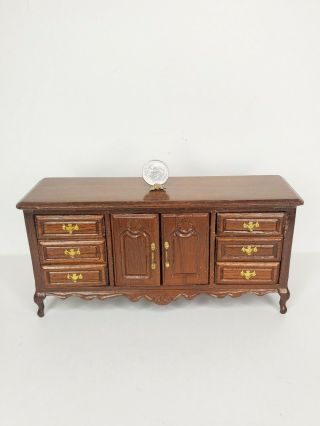 Vintage Sideboard/dresser 1:12 Dollhouse Miniature Cabinet W Drawers Door Buffet