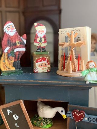 Dollhouse Miniature Artisan Signed CJ ' S Country Cabinet - - Christmas - Santa - Vintage 2