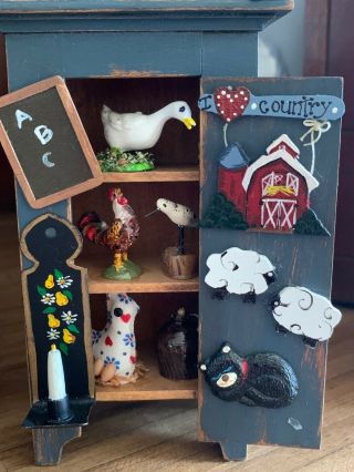 Dollhouse Miniature Artisan Signed CJ ' S Country Cabinet - - Christmas - Santa - Vintage 3