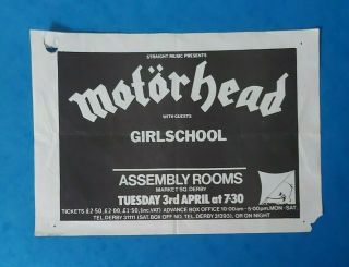Motorhead (1979) Concert Flyer (assembly Rooms,  Derby).