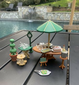 Calico Critters Sylvanian Families Vintage Green Garden Party Set Patio Table