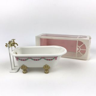 Bodo Hennig White Metal Clawfoot Bathtub Dollhouse Miniature,  Made In Germany
