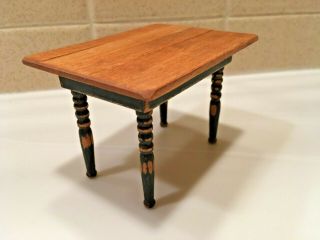 Vintage Dollhouse Miniature Handmade By Bbe Distressed Wooden Table 2005 1:12