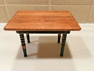 Vintage Dollhouse Miniature Handmade by BBE Distressed Wooden Table 2005 1:12 2