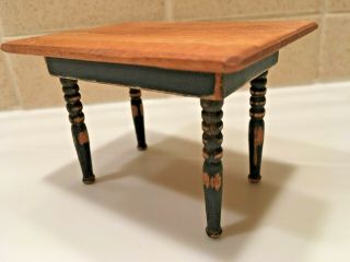 Vintage Dollhouse Miniature Handmade by BBE Distressed Wooden Table 2005 1:12 3