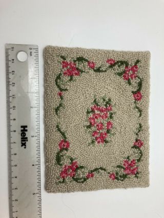 Miniature Floral Rug For Dollhouse 1:12 Scale Beige,  Pink,  Green