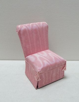 Vintage Pink Silk Moire Side Chair Artisan Dollhouse Miniature 1:12 2