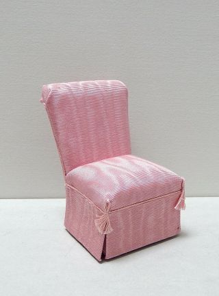 Vintage Pink Silk Moire Side Chair Artisan Dollhouse Miniature 1:12 3