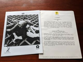 U2 Press Kit 1991 Island Records - Achtung Baby - Glossy Photo & 6 Page Bio