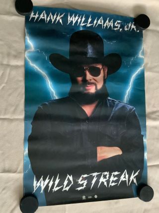 1988 Hank Williams Jr.  Wild Steak Promo Poster - Warner Brothers