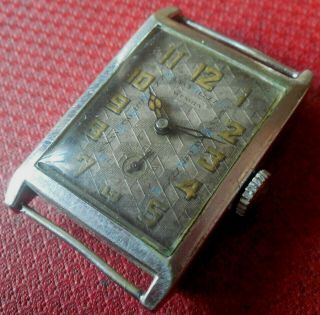 Vintage 1930s Oversized Wengia 15 Jewels Military Swiss Tank Running Wristwatch