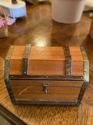 1:12 Wooden Dollhouse Hope Chest / Trunk With Lid,  Signed " J Nazak